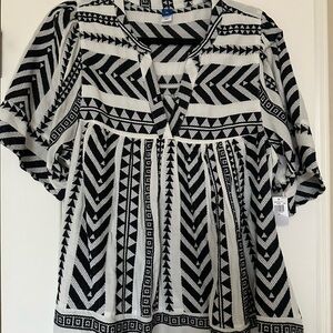 Old Navy Black and White Tribal Blouse